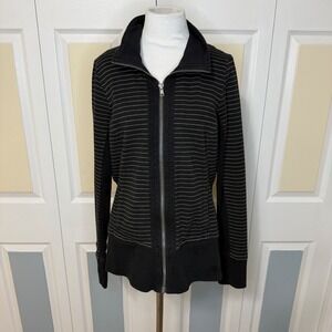 Cabi 3378 Sprint Jacket Black Stripe Zip Front Athletic Casual Womens Size M
